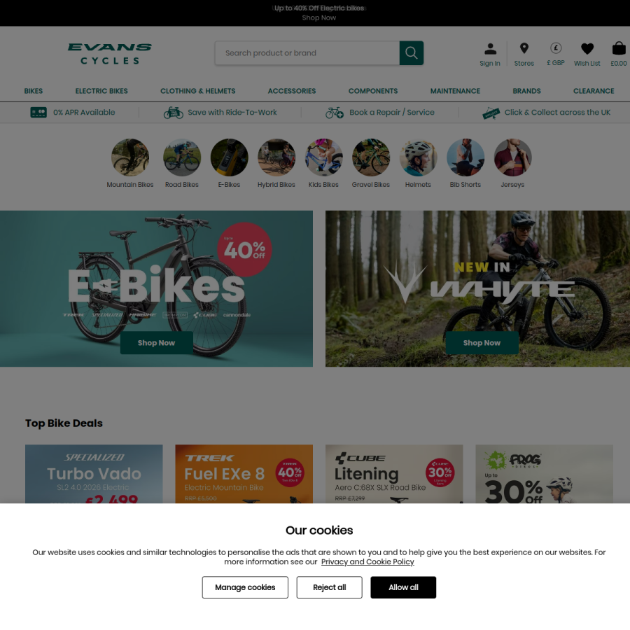 chainreactioncycles.com homepage screenshot