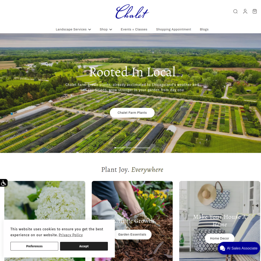 chaletnursery.com homepage screenshot