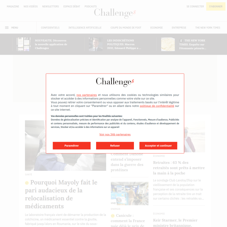 challenges.fr homepage screenshot