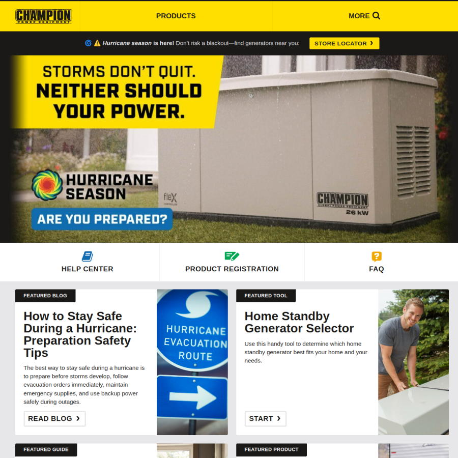 championpowerequipment.com homepage screenshot