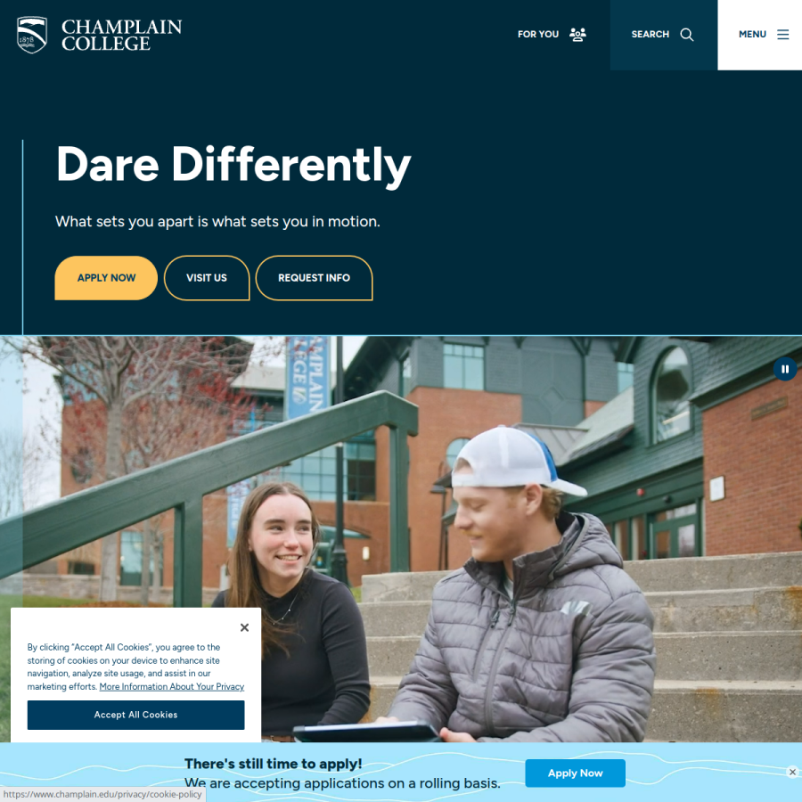 champlain.edu homepage screenshot