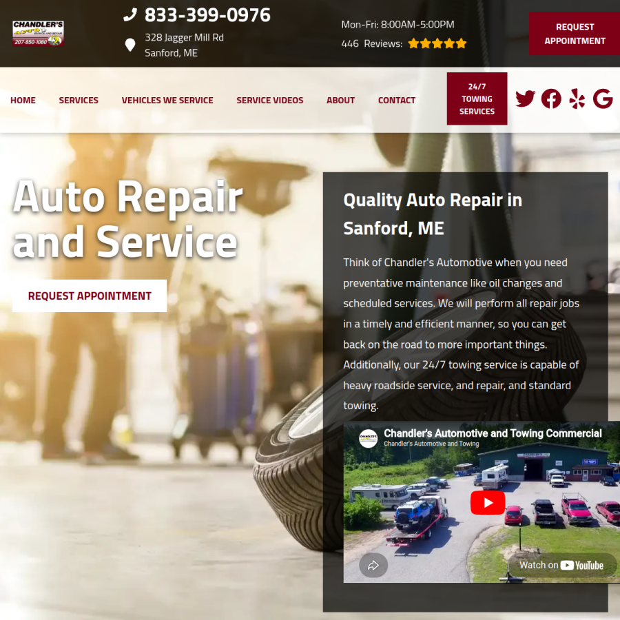 chandlersautoandtow.com homepage screenshot