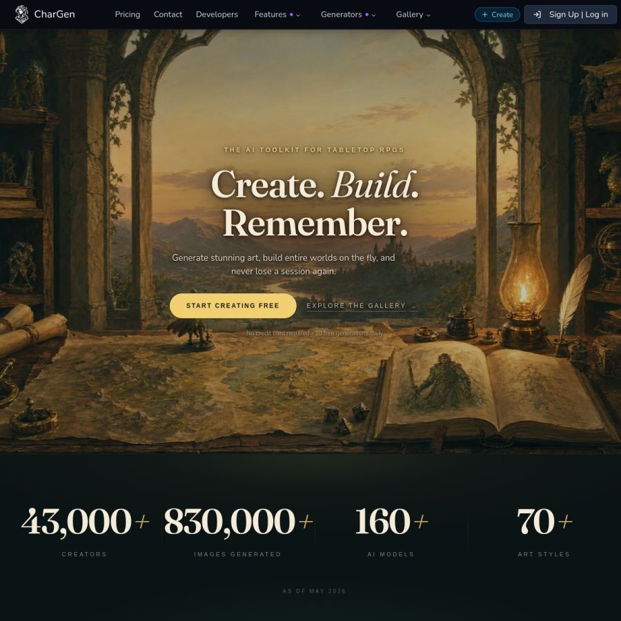 char-gen.com homepage screenshot
