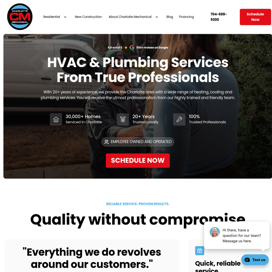 charlottemechanical.com homepage screenshot