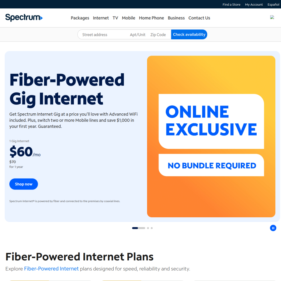 charter.com homepage screenshot