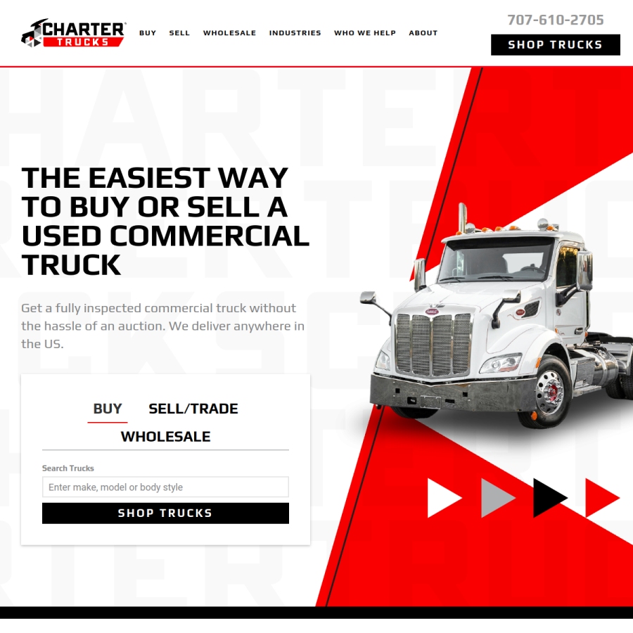 chartertrucks.com homepage screenshot
