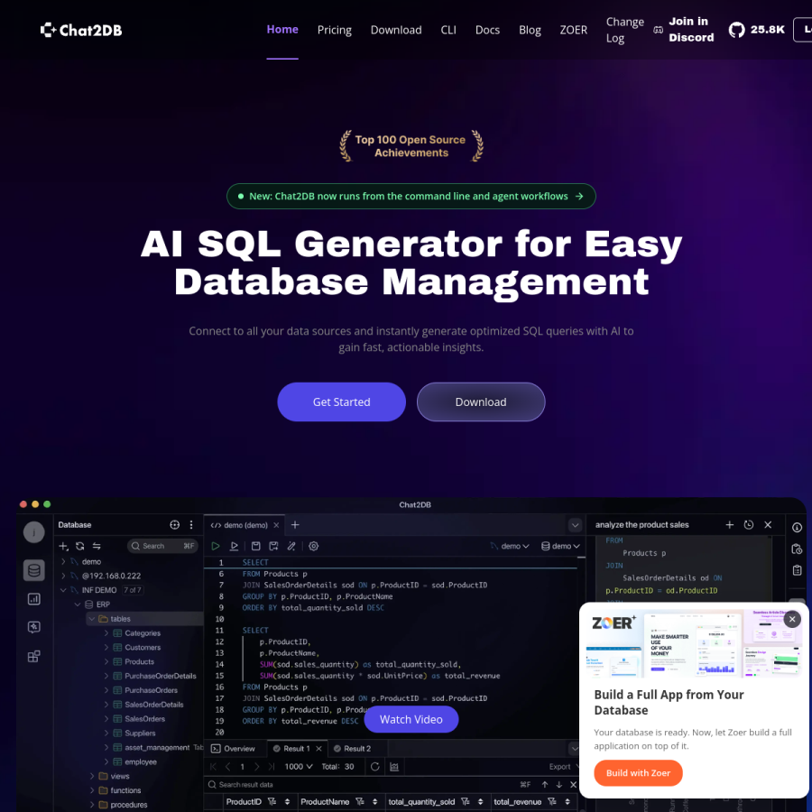 chat2db.ai homepage screenshot