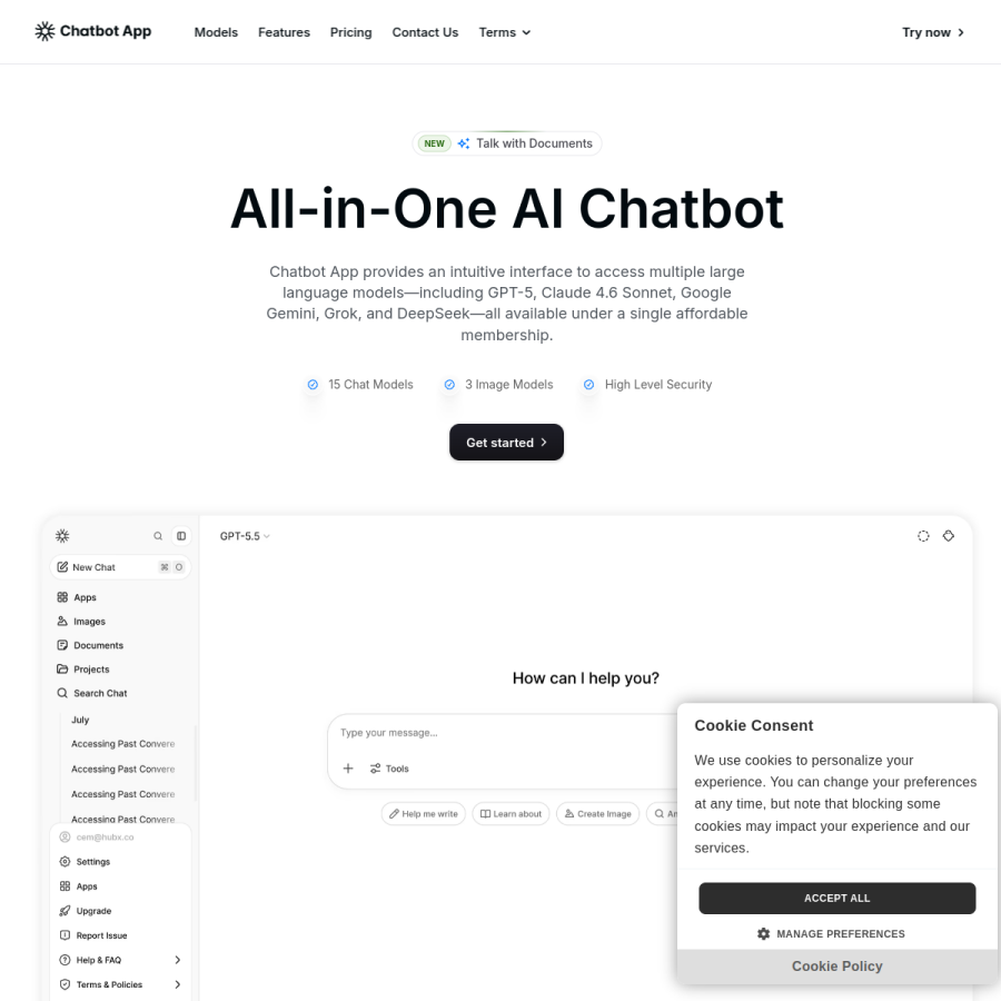 chatbotapp.ai homepage screenshot