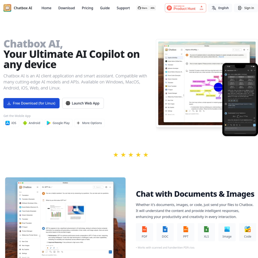 chatboxai.app homepage screenshot