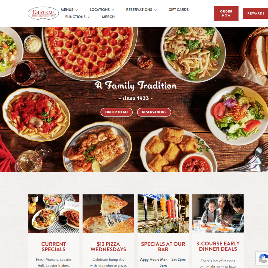chateaurestaurant.com homepage screenshot