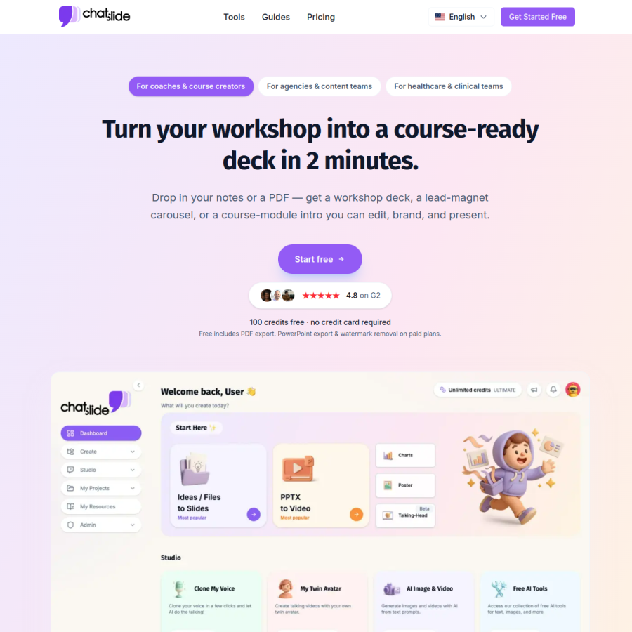 chatslide.ai homepage screenshot