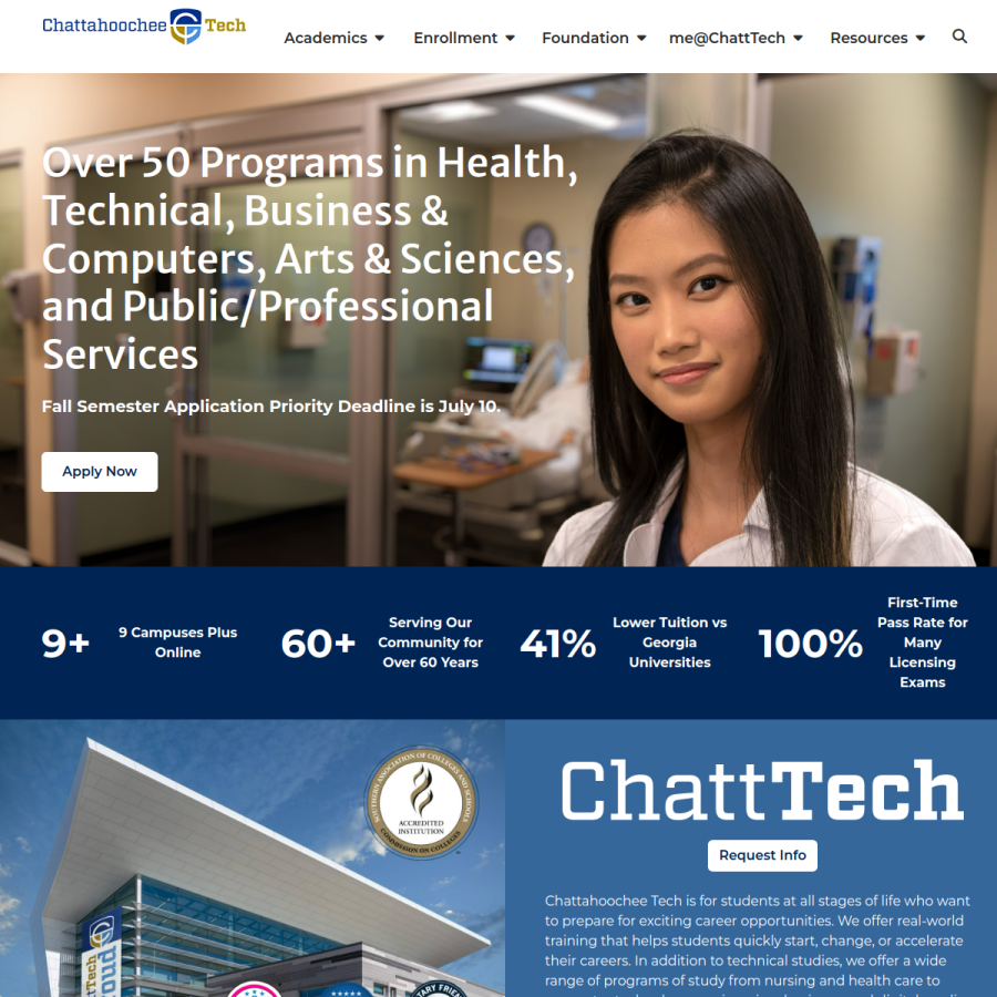 chattahoocheetech.edu homepage screenshot