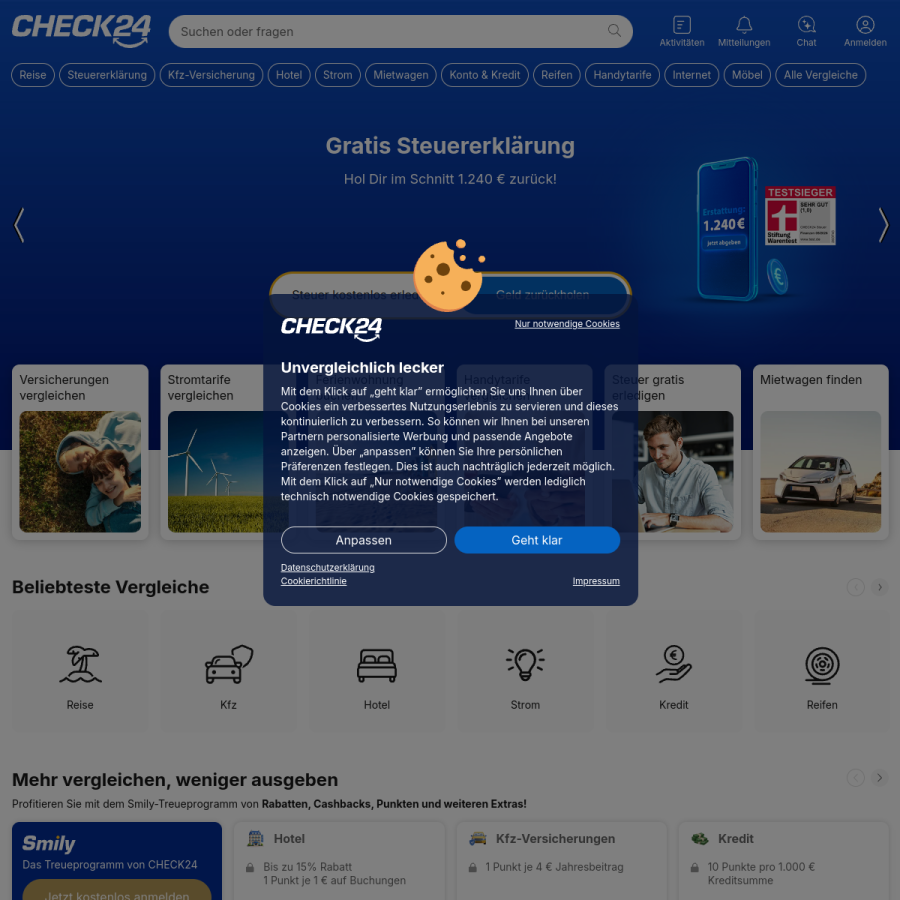 check24.de homepage screenshot