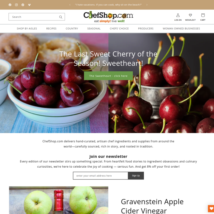 chefshop.com homepage screenshot