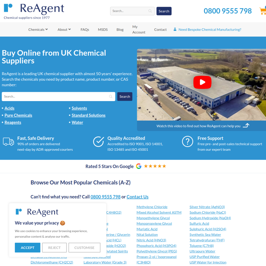 chemicals.co.uk homepage screenshot