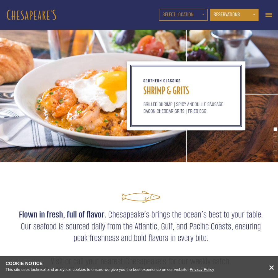 chesapeakes.com homepage screenshot