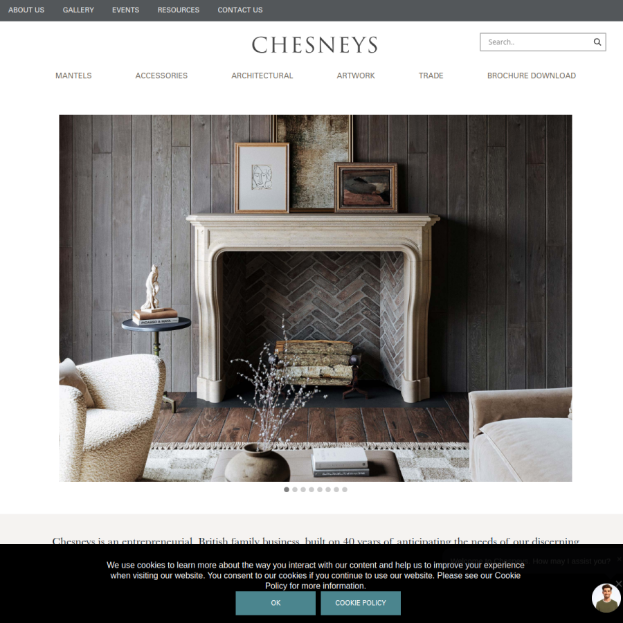 chesneys.com homepage screenshot