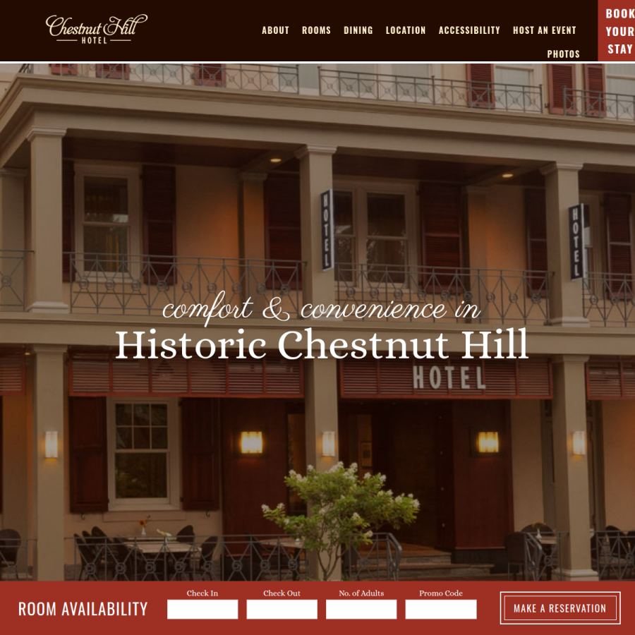 chestnuthillhotel.com homepage screenshot