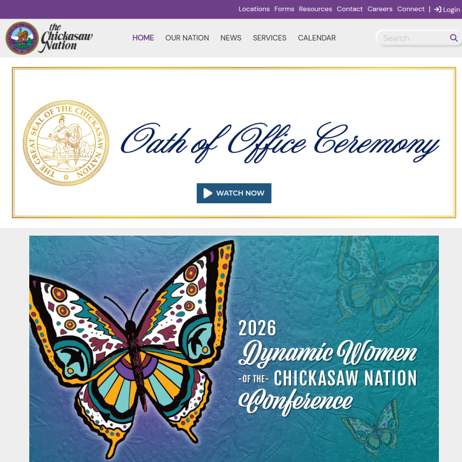 chickasaw.net homepage screenshot