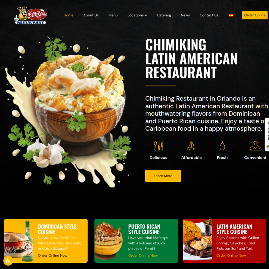 chimikingrestaurant.com homepage screenshot