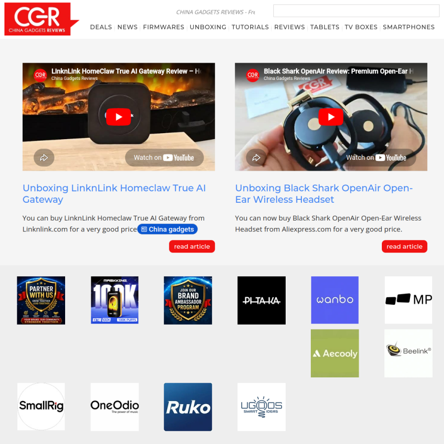 chinagadgetsreviews.com homepage screenshot