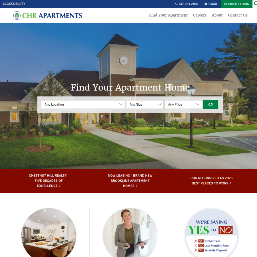 chr-apartments.com homepage screenshot