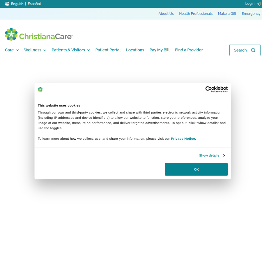 christianacare.org homepage screenshot