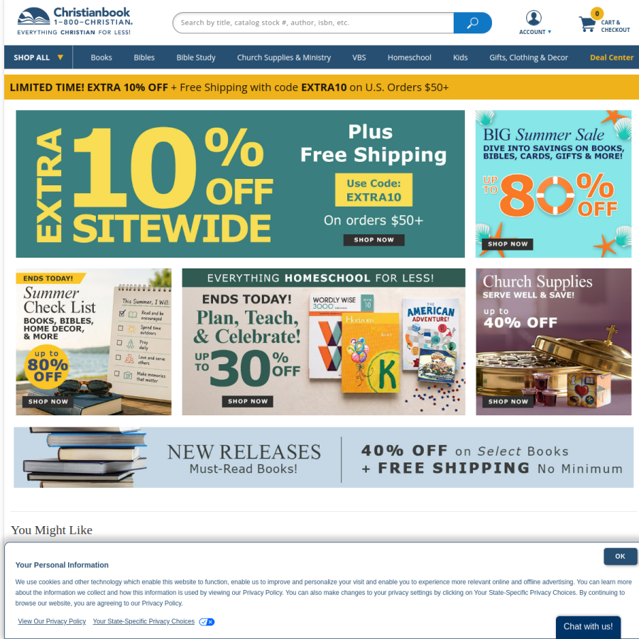 christianbook.com homepage screenshot