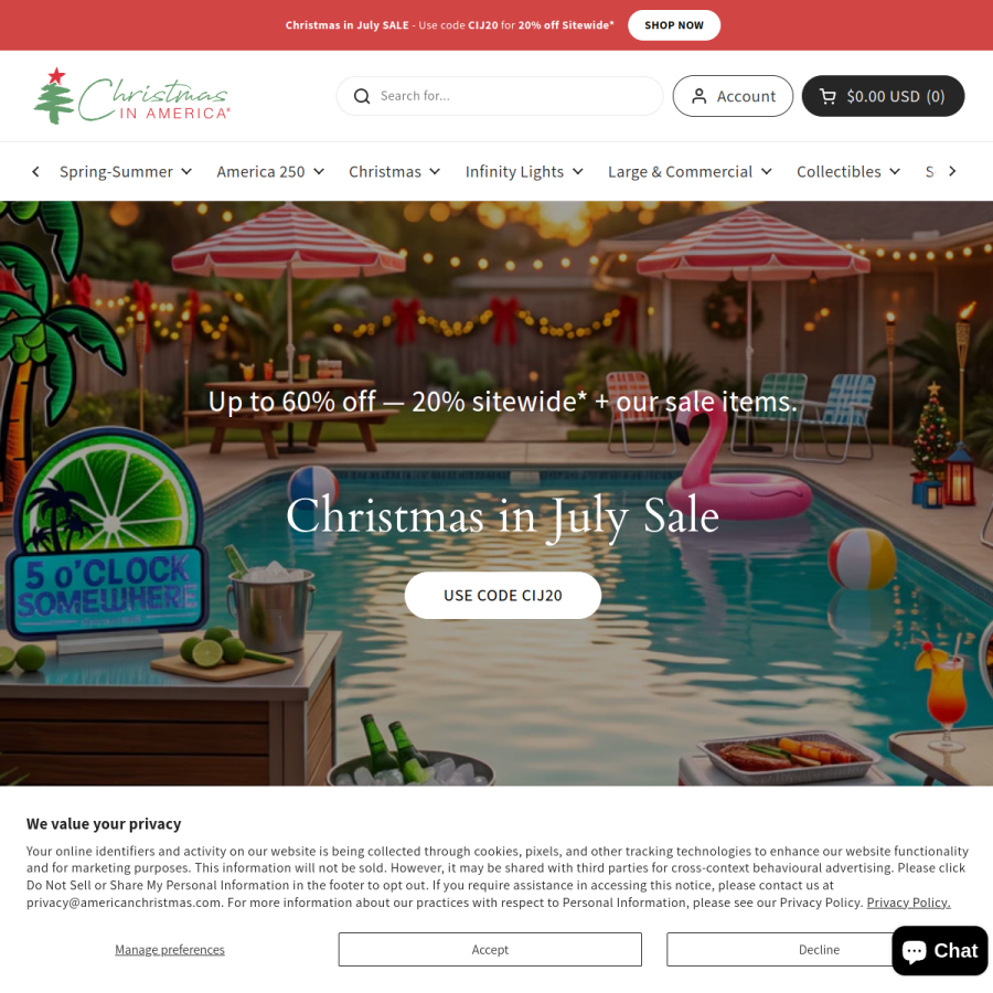 christmasinamerica.com homepage screenshot