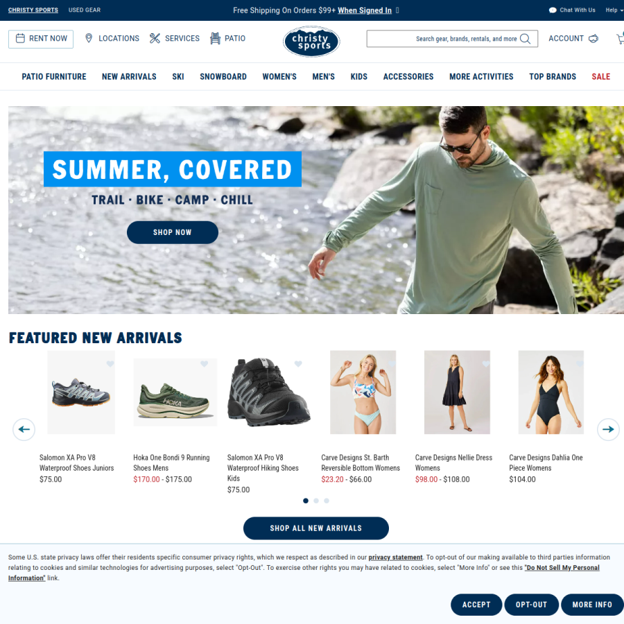 christysports.com homepage screenshot