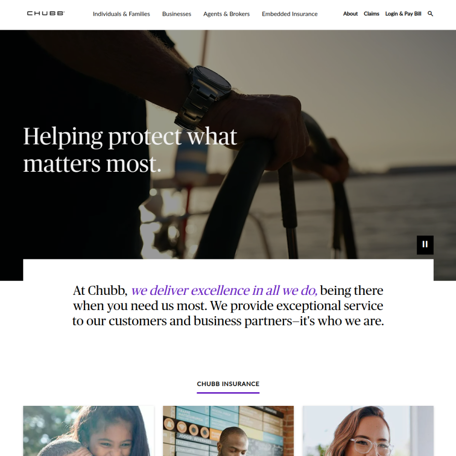 chubb.com homepage screenshot