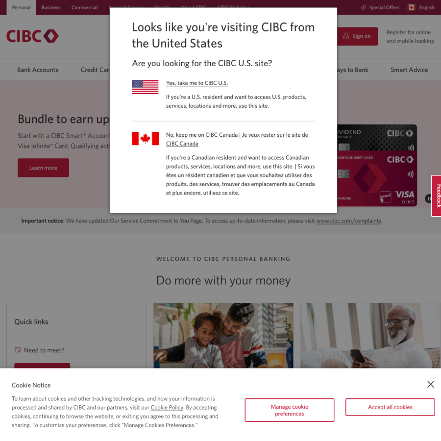 cibc.com homepage screenshot