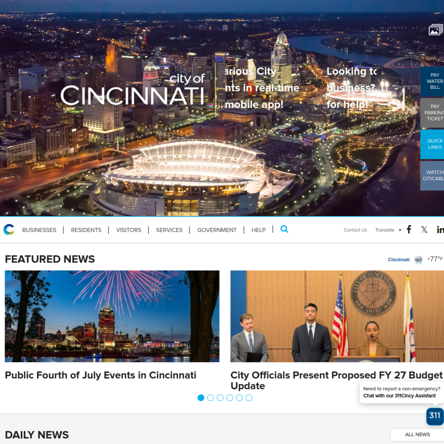 cincinnati-oh.gov homepage screenshot
