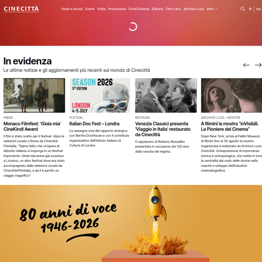 cinecitta.com homepage screenshot