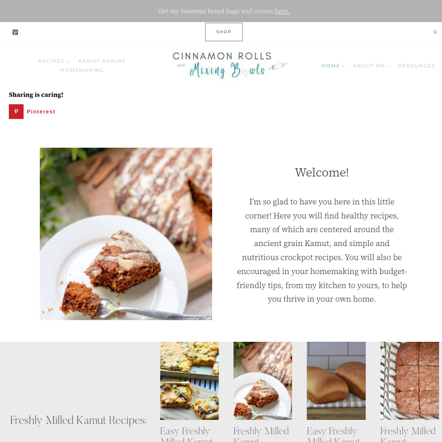 cinnamonrollsandmixingbowls.com homepage screenshot