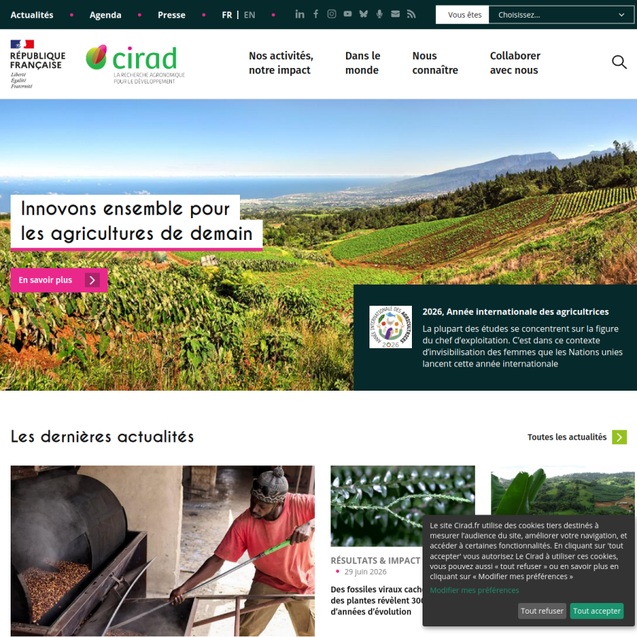 cirad.fr homepage screenshot