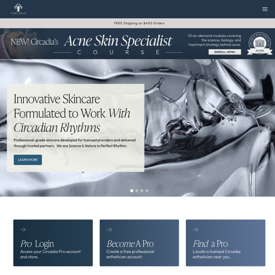 circadia.com homepage screenshot