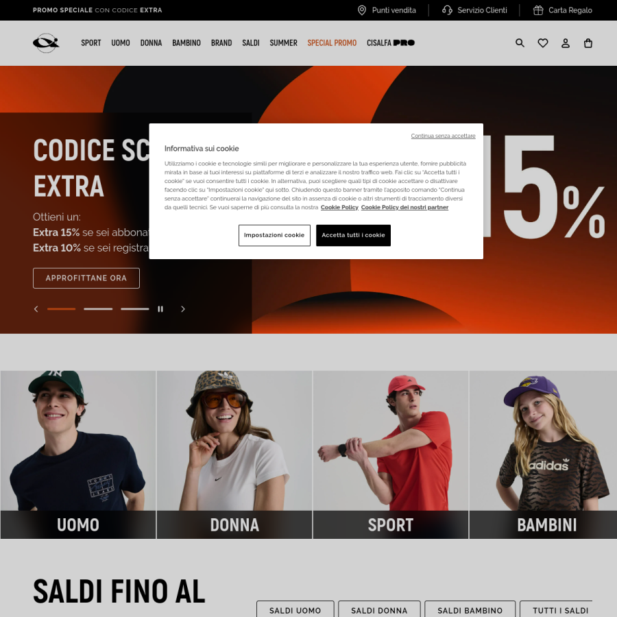 cisalfasport.it homepage screenshot