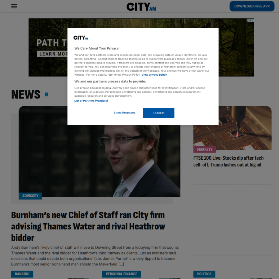 cityam.com homepage screenshot