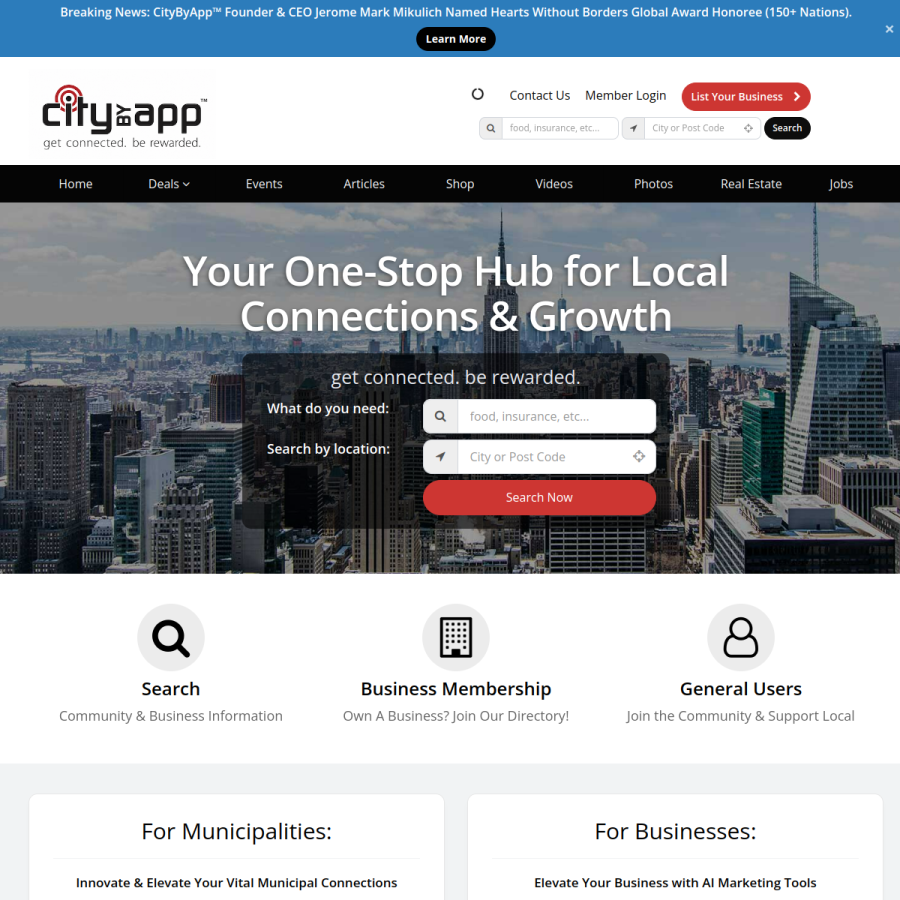 citybyapp.com homepage screenshot