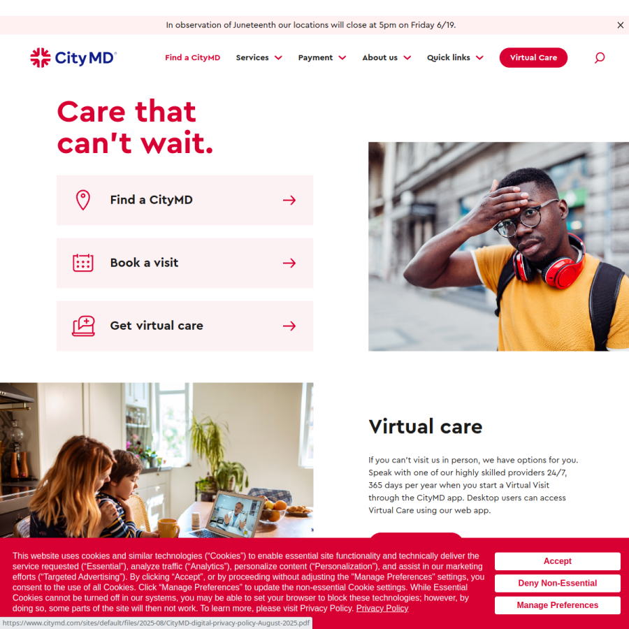citymd.com homepage screenshot