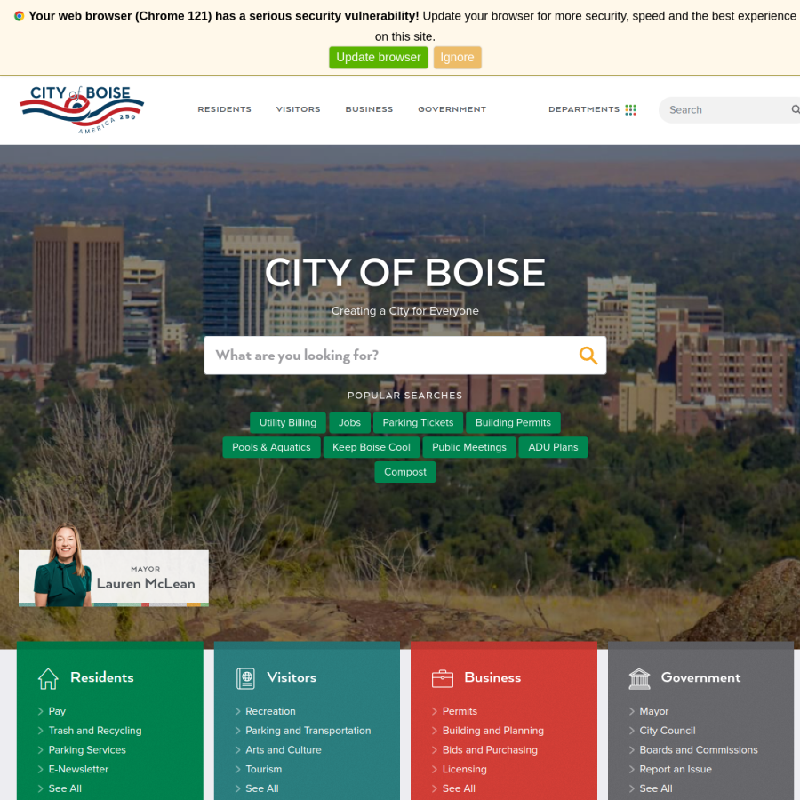 cityofboise.org homepage screenshot