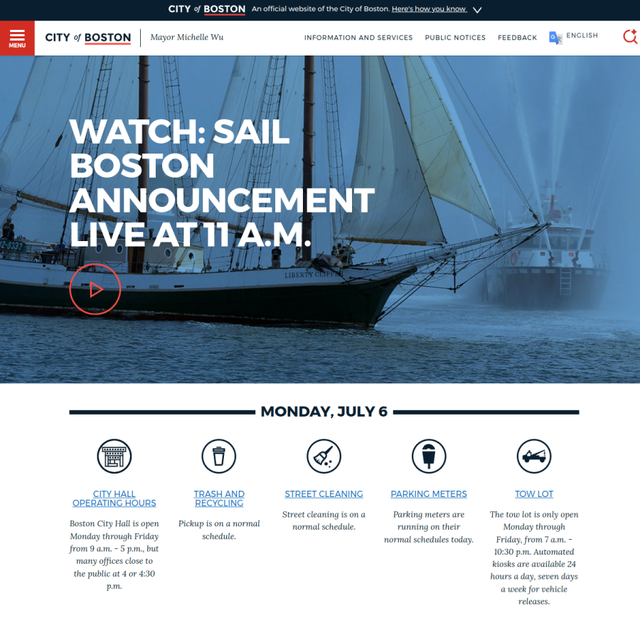 cityofboston.gov homepage screenshot