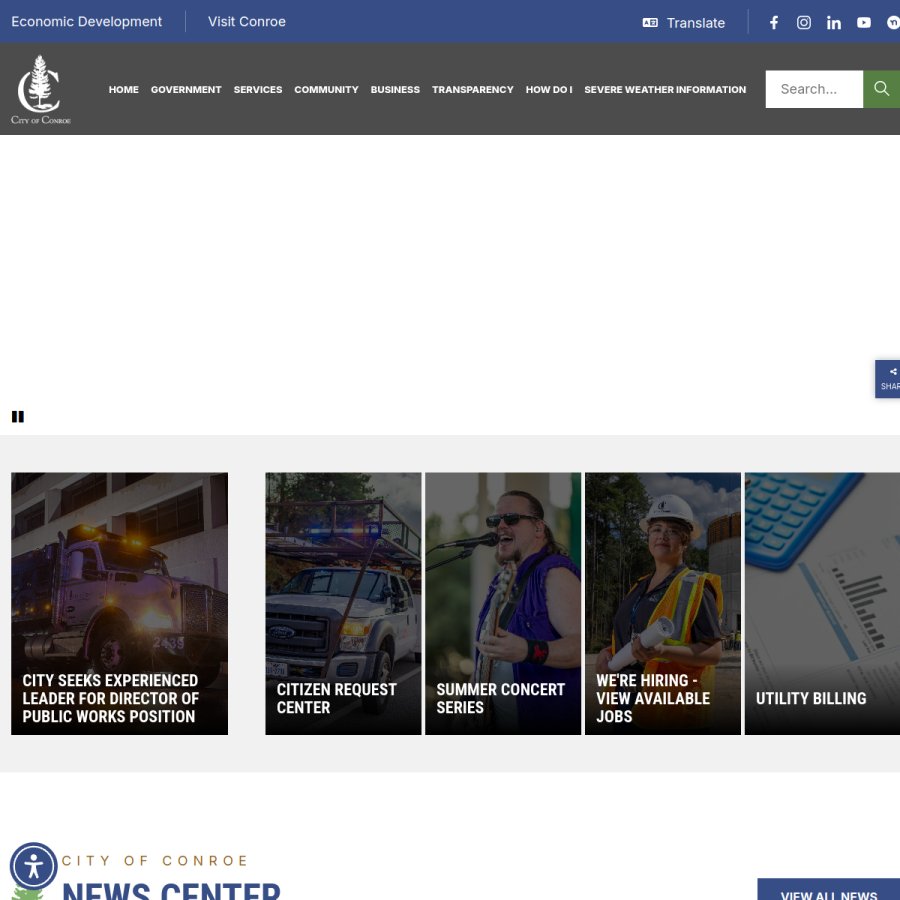 cityofconroe.org homepage screenshot