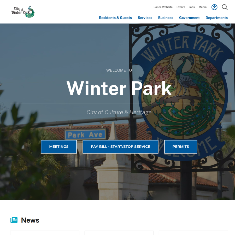 cityofwinterpark.org homepage screenshot