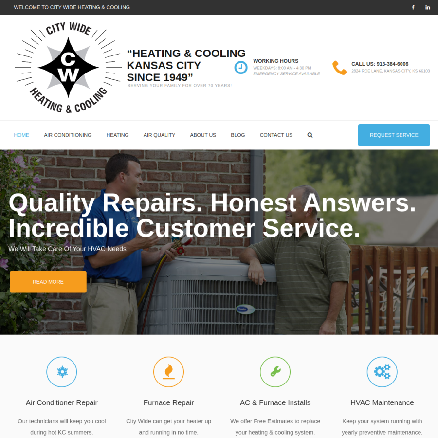 citywideheatingandcooling.com homepage screenshot