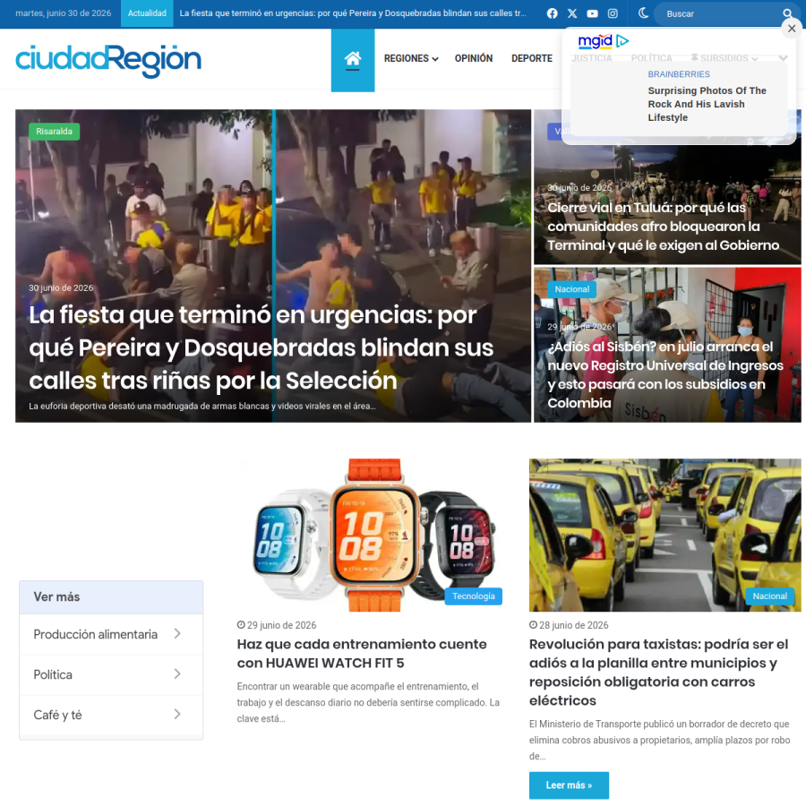 ciudadregion.com homepage screenshot