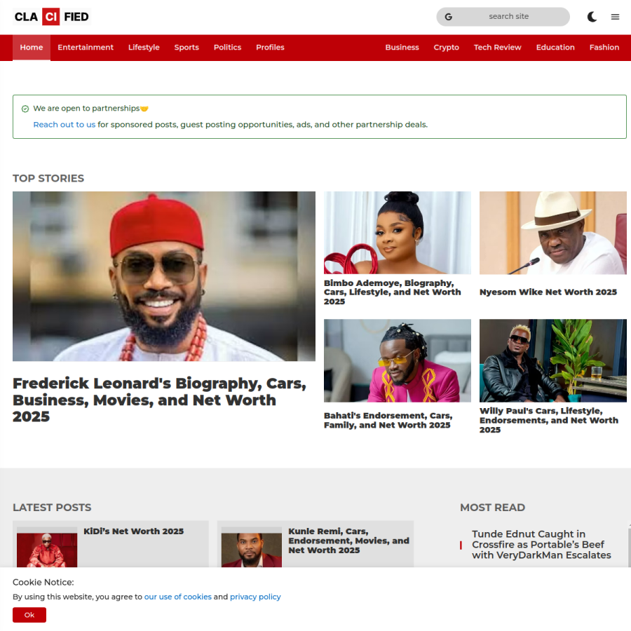 clacified.com homepage screenshot