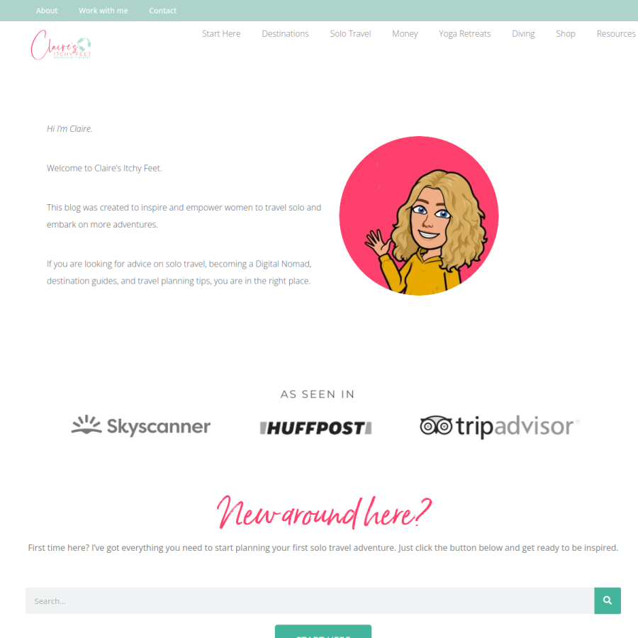 clairesitchyfeet.com homepage screenshot