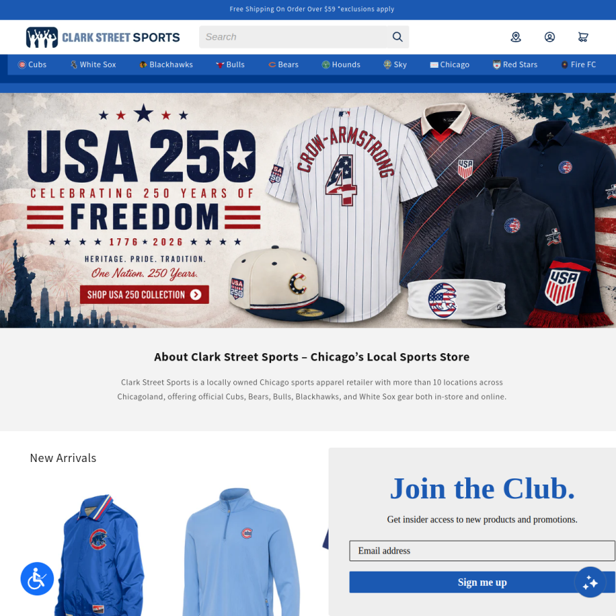 clarkstreetsports.com homepage screenshot